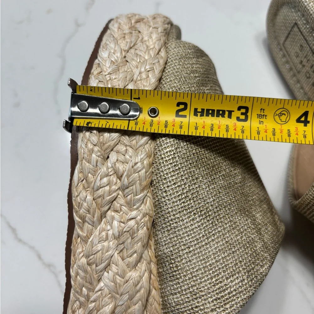 ShuShop Natural Gold Platform Espadrille Slide Sandals